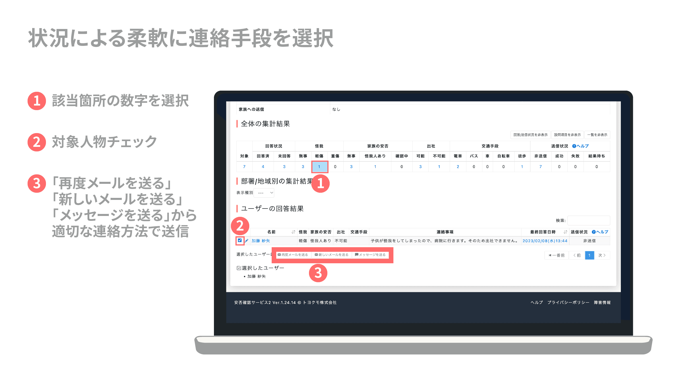 状況に応じて絞り込み/手動送信